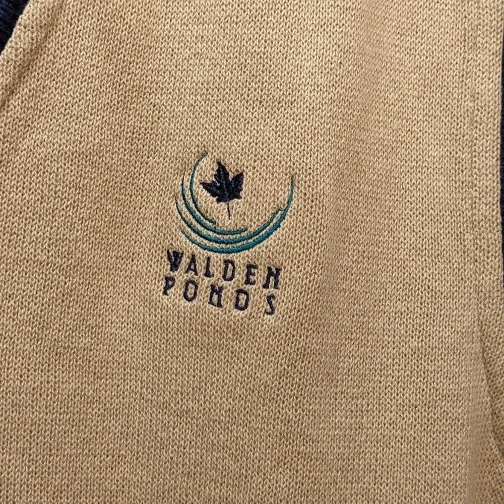 Vtg Cutter & Buck Men Beige V-Neck Sweater Vest Walden Ponds Golf Embroidered XL